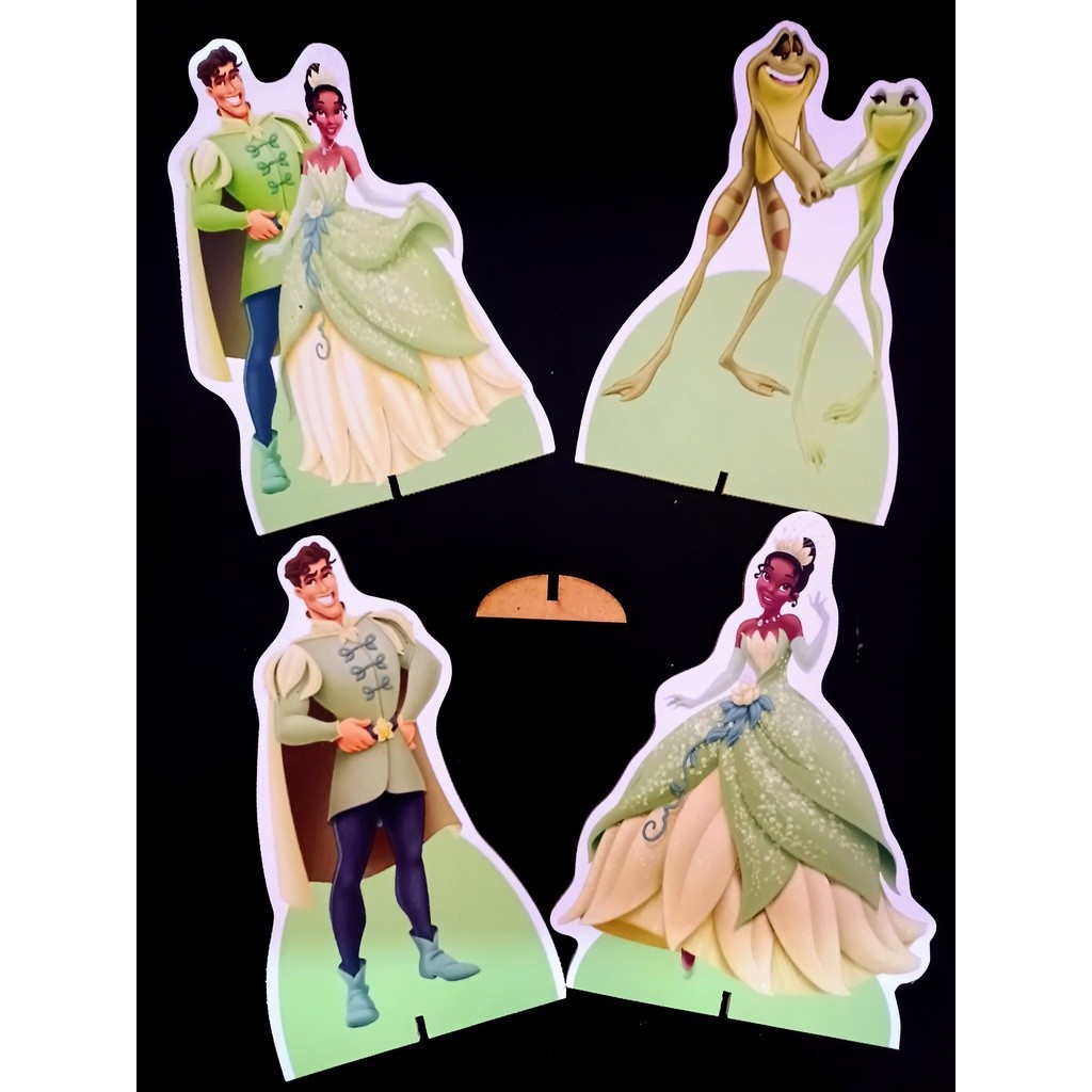 Kit 4 Display de mesa A Princesa e o Sapo de 15 a 18 cm, decoração de festa totem em MDF