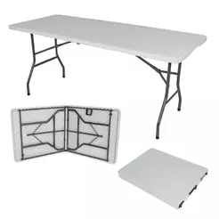 Mesa Dobrável Gallant Vira Maleta Portátil 1,52m Branco com Alça (GMD25A90A-BR)