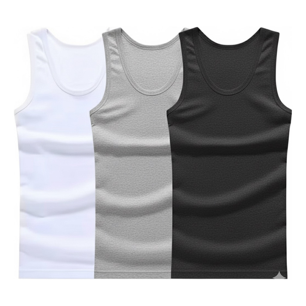 Kit 3 Regata Masculina Americano Canelada Algodão Premium