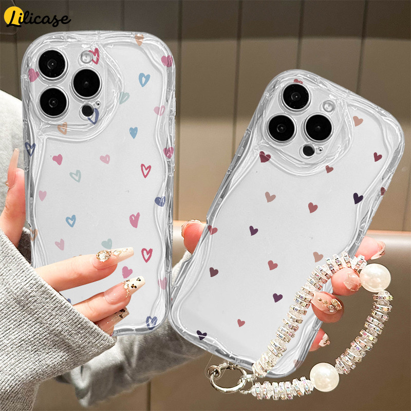 Capa Para Samsung A56 A36 A55 A54 A16 A15 A14 A05 A51 A52 A34 A35 A32 A13 A12 A04E Colorido Pequeno Coração Caso De Tele
