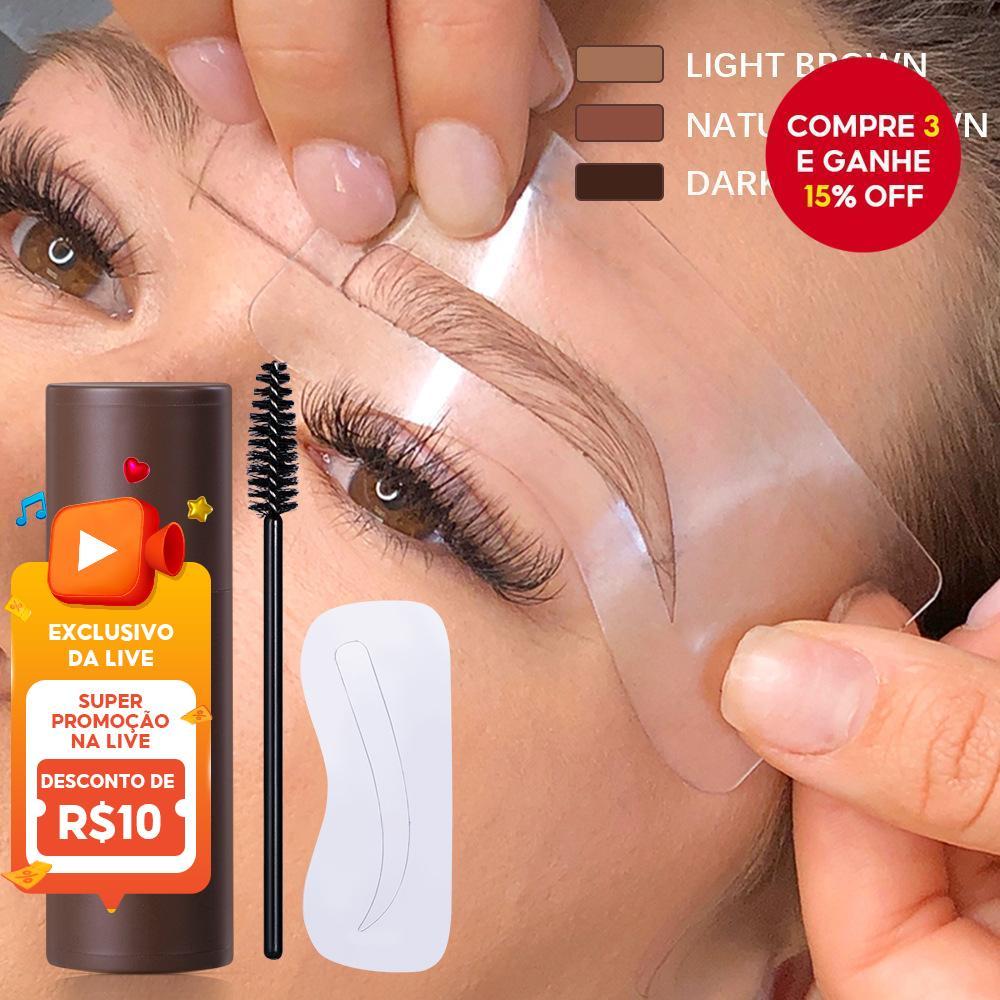 Kit De Modelagem De Carimbo De Sobrancelha-Maquiagem Pó Com 10 Estênceis Reutilizáveis