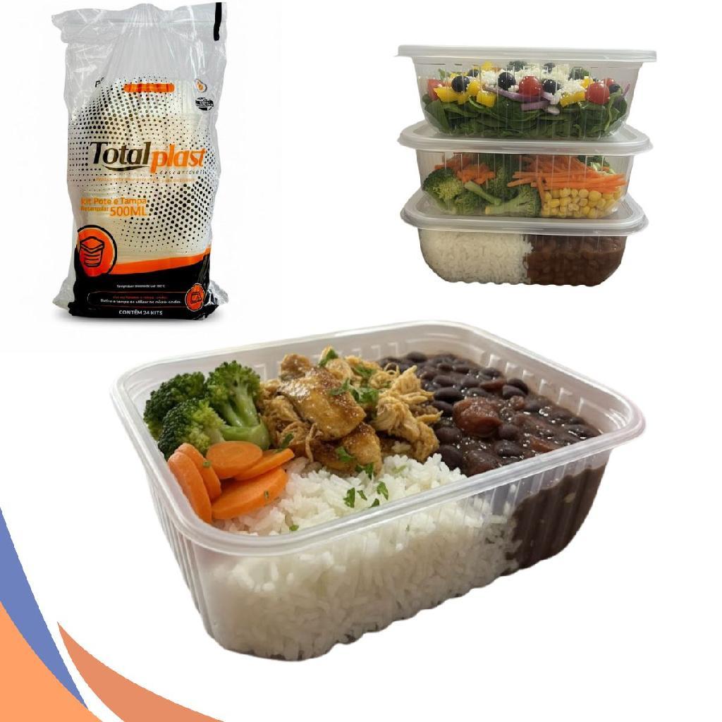 Pote Desc 500ml Marmita Fit Freezer Microondas 24un Transp em Oferta na Shopee