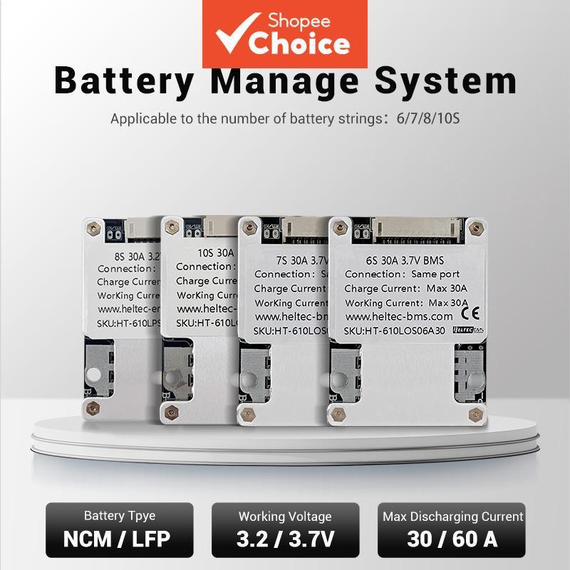 Heltec lifepo4 bms 24v 6s bms 7s8s 10S li ion balanced 18650 30A 50A 60A 80A placa de proteção de bateria de lítio para