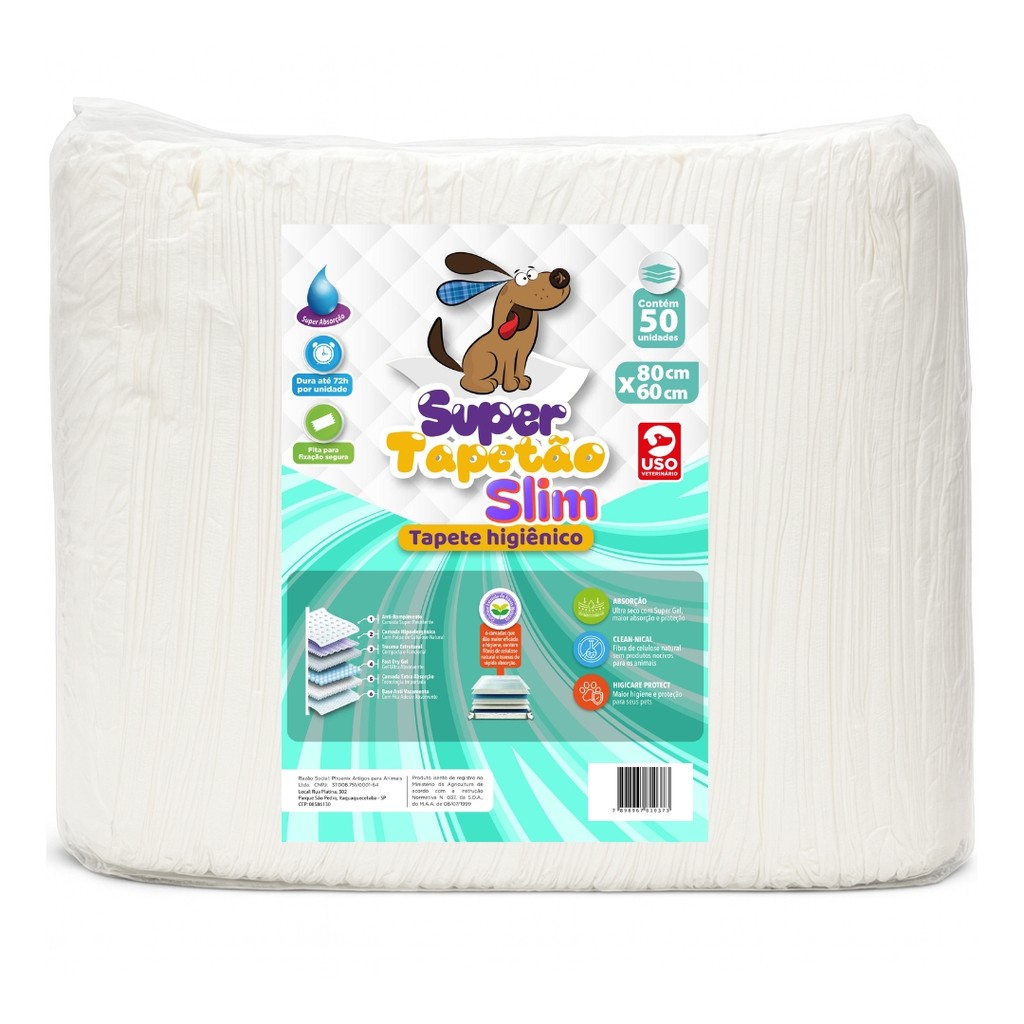 Tapete Higiênico Cachorro Cães Pet Super Tapetão Slim 80x60 - 50 Un.