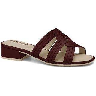 Tamanco Feminino Vinho Confortável Comfortflex 2555301-2 em Oferta na Shopee
