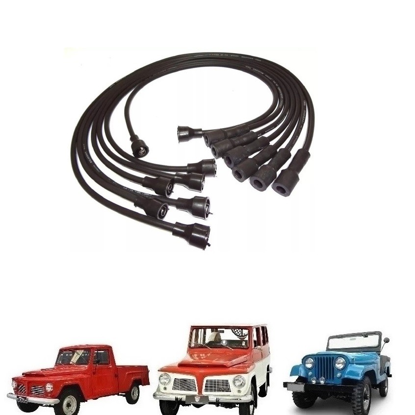 Jogo De Cabos De Velas Motor De 06 Cilindros Jeep / Rural / F 75 / Maverick Ford Willys
