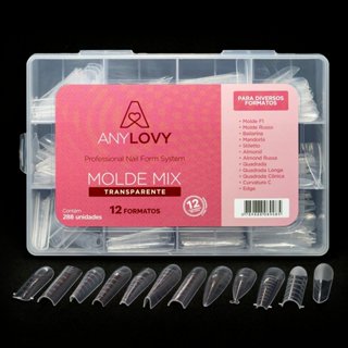 Molde Mix Anylovy 288 Unidades 12 Formatos Profissionais em para Alongamento de Unhas em Oferta na Shopee