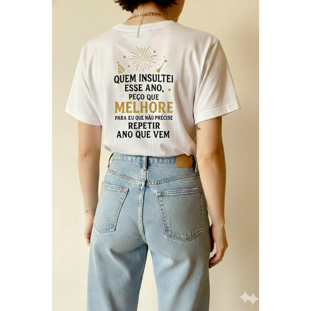 Camiseta Feminina Blusa Masculina Ano Novo Lançamento Engraçada Básica Confortável
