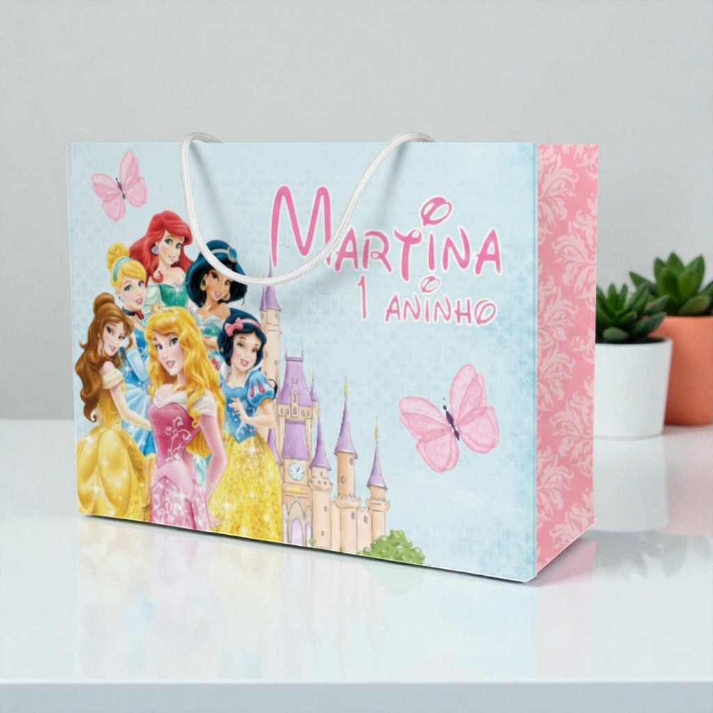 Sacolinha Personalizada PRINCESAS DA DISNEY - Pegue e Monte - lembrancinha PRINCESAS DA DISNEY