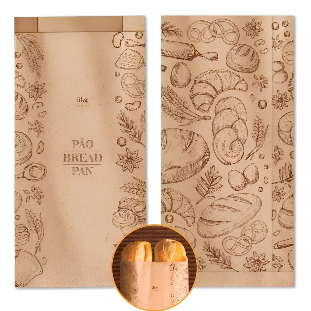 Saco Kraft Para Pães 5kg Padaria Embalagem Papel 500und em Oferta na Shopee