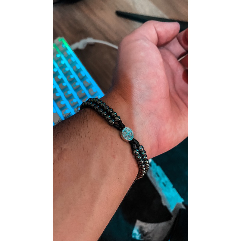 Pulseira de Hematita Terço de Pulso São Bento - Proteção contra negatividades