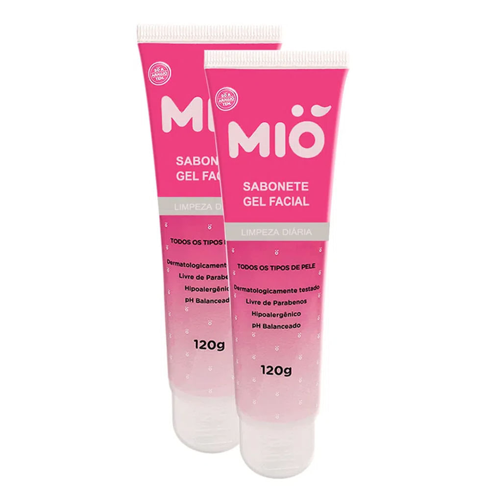Kit 2 Sabonete Gel Facial Mió Limpeza Diária para Todos os Tipos de Pele 120g em Oferta na Shopee