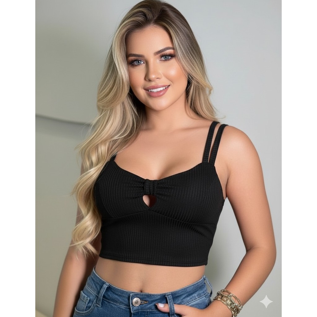 blusa cropped feminino detalhe laço alça alcinha regata lançamento