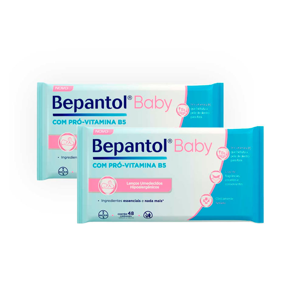 Kit 2 Lenço Umedecido Bepantol Baby 48 Unidades em Oferta na Shopee