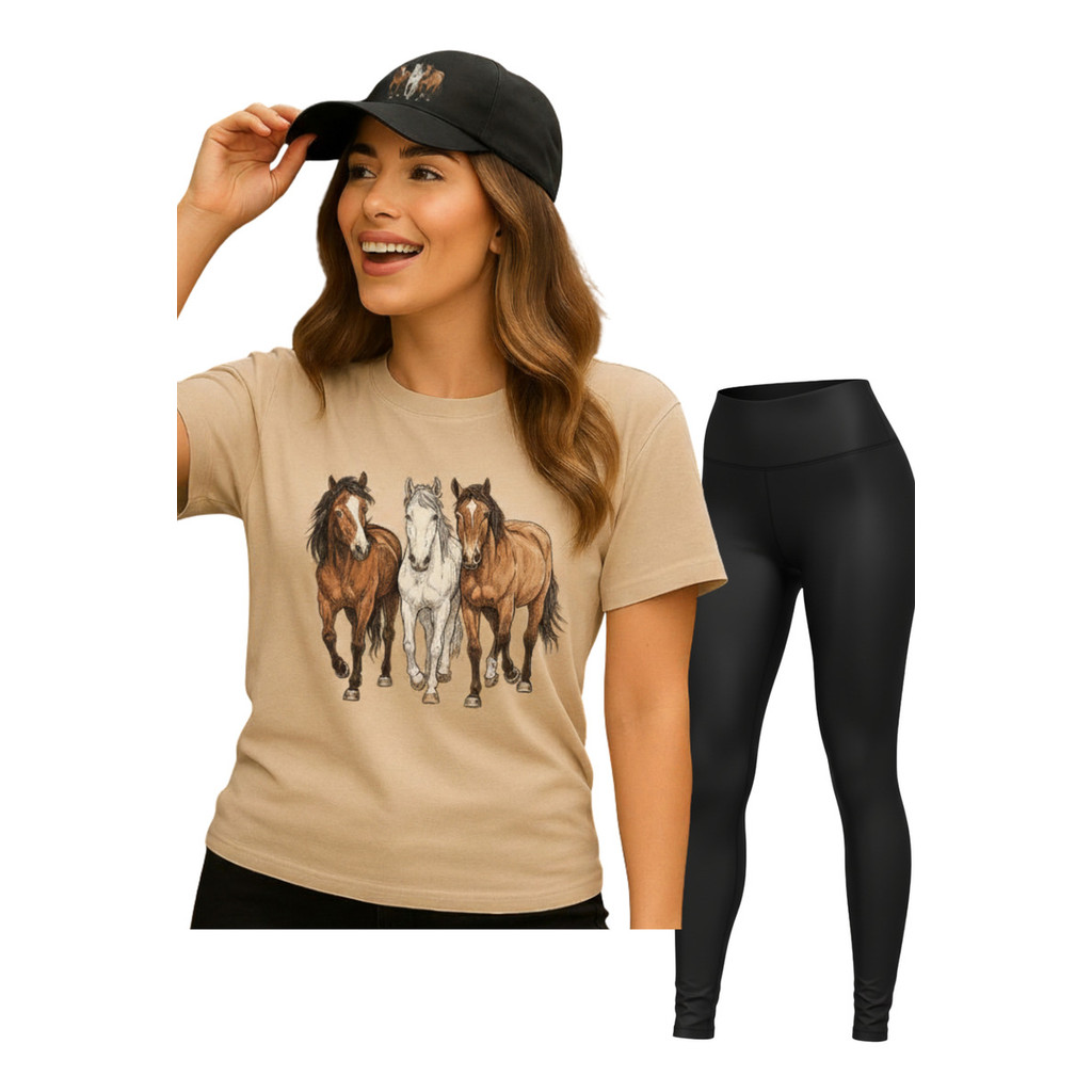 Kit Country Camiseta Algodão + Legging + Boné Promoção