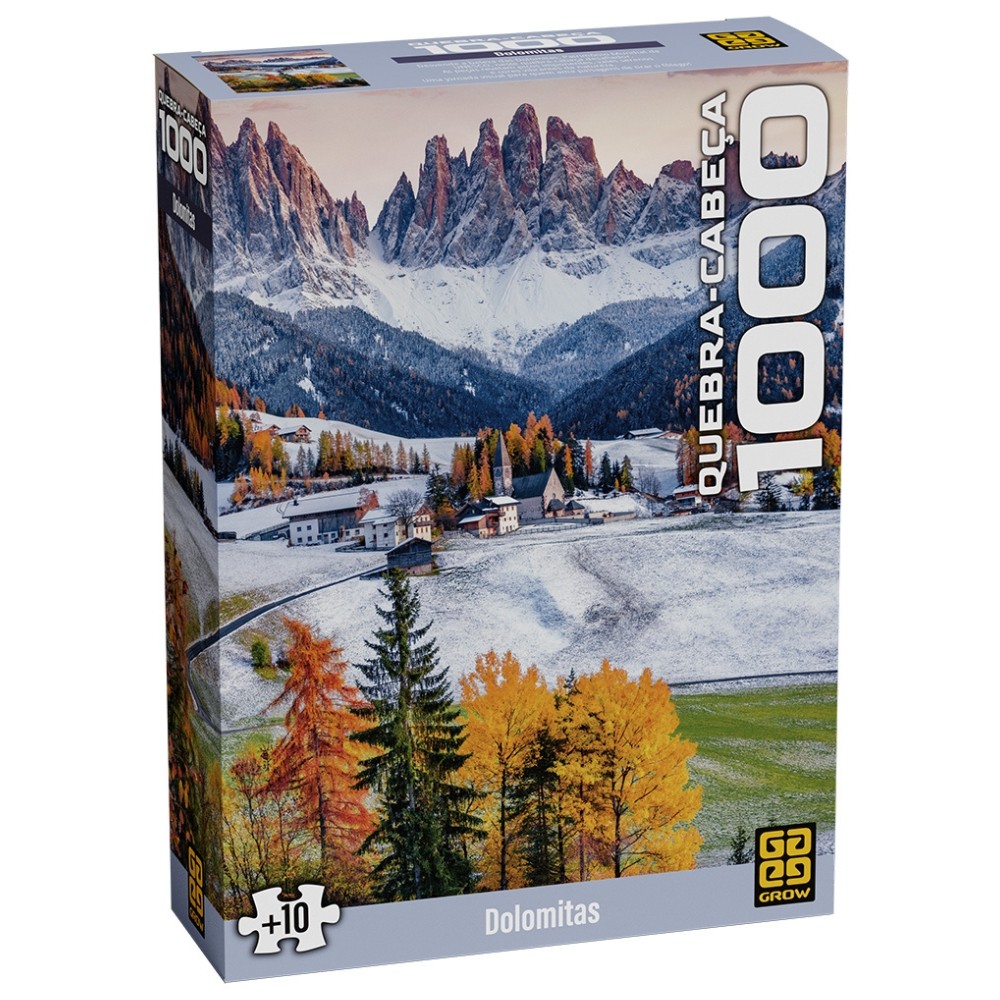 QUEBRA CABEÇA DOLOMITAS 1000 PEÇAS GROW PUZZLE PAISAGEM PONTO TURÍSTICO QUADRO NEVE MONTANHA ITÁLIA em Oferta na Shopee