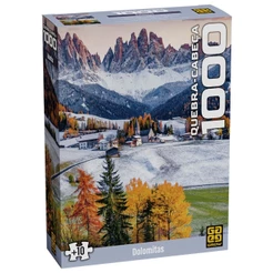QUEBRA CABEÇA DOLOMITAS 1000 PEÇAS GROW PUZZLE PAISAGEM PONTO TURÍSTICO QUADRO NEVE MONTANHA ITÁLIA