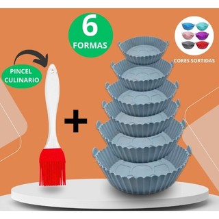 GUIANA Kit 6 Forma Para Air Fryer Silicone Antiaderente Forno Microondas + Espatula Silic…