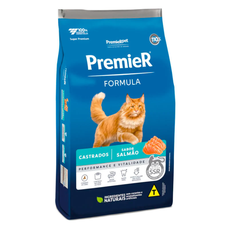 Ração para gatos castrados Premier Fórmula sabor salmão - 7,5kg
