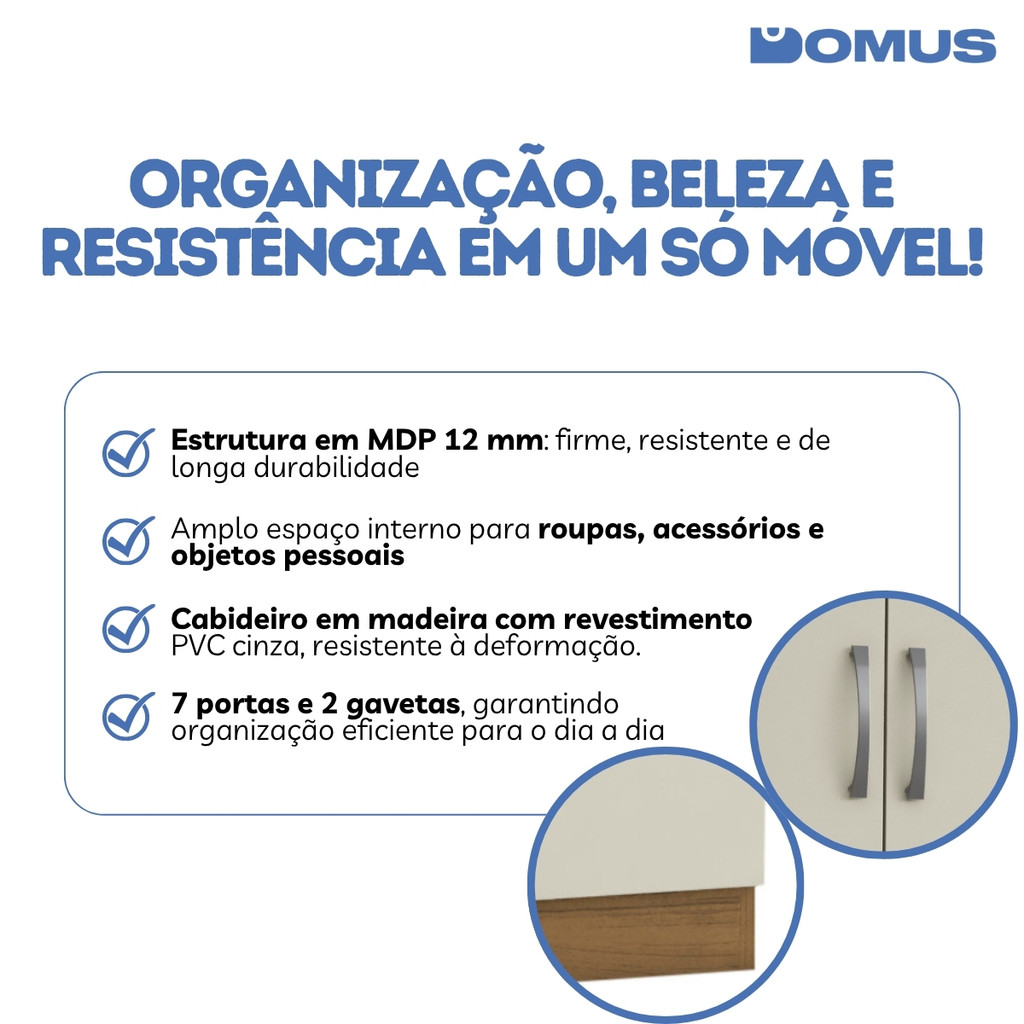 Guarda Roupas Casal 7 Portas 2 Gavetas Lisboa Aramóveis — imagem 2 de 2