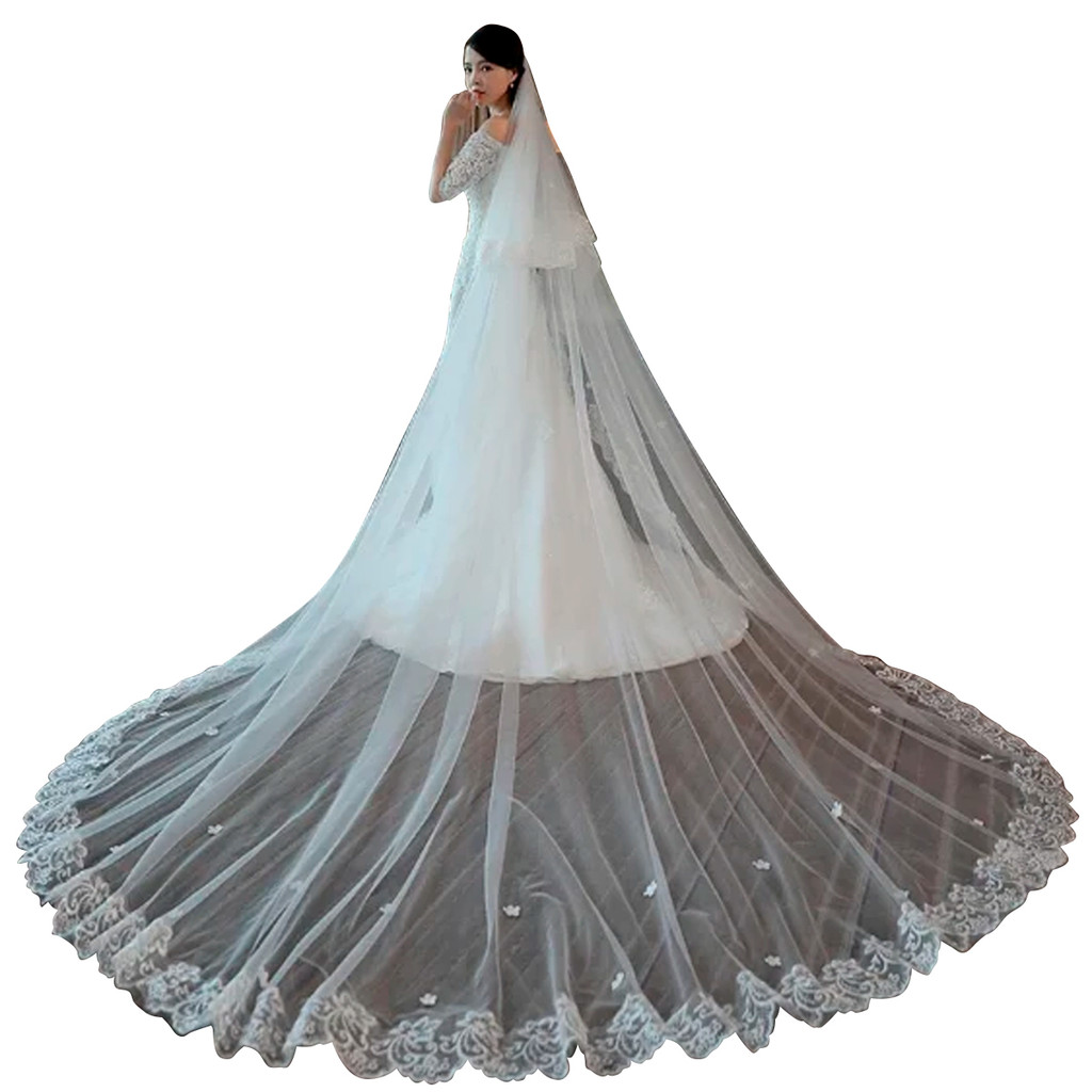 Véu De Noiva Tule Bordado Casamento Longo 500 Cm Barato 5 mt em Oferta na Shopee