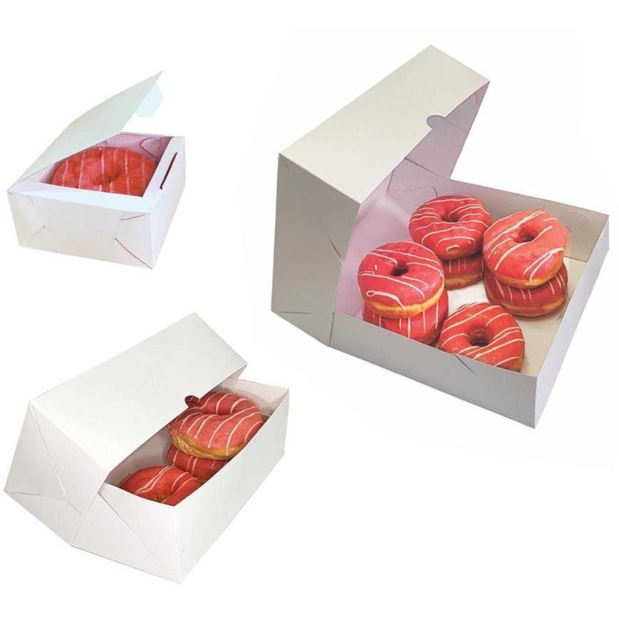 KIT 25 Caixas p/ 1, 25 p/ 2 Donuts, 25 p/ 4 Donuts C/ DIVISÓRIA BRANCO TOTAL 75