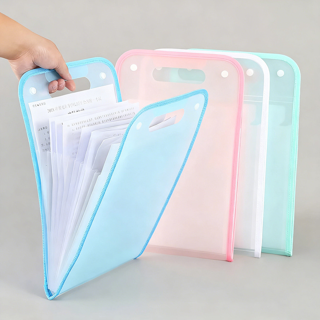Pasta dobrável para documentos com 12 divisórias, prancheta, tamanho A4, para uso em escritório/escola.
