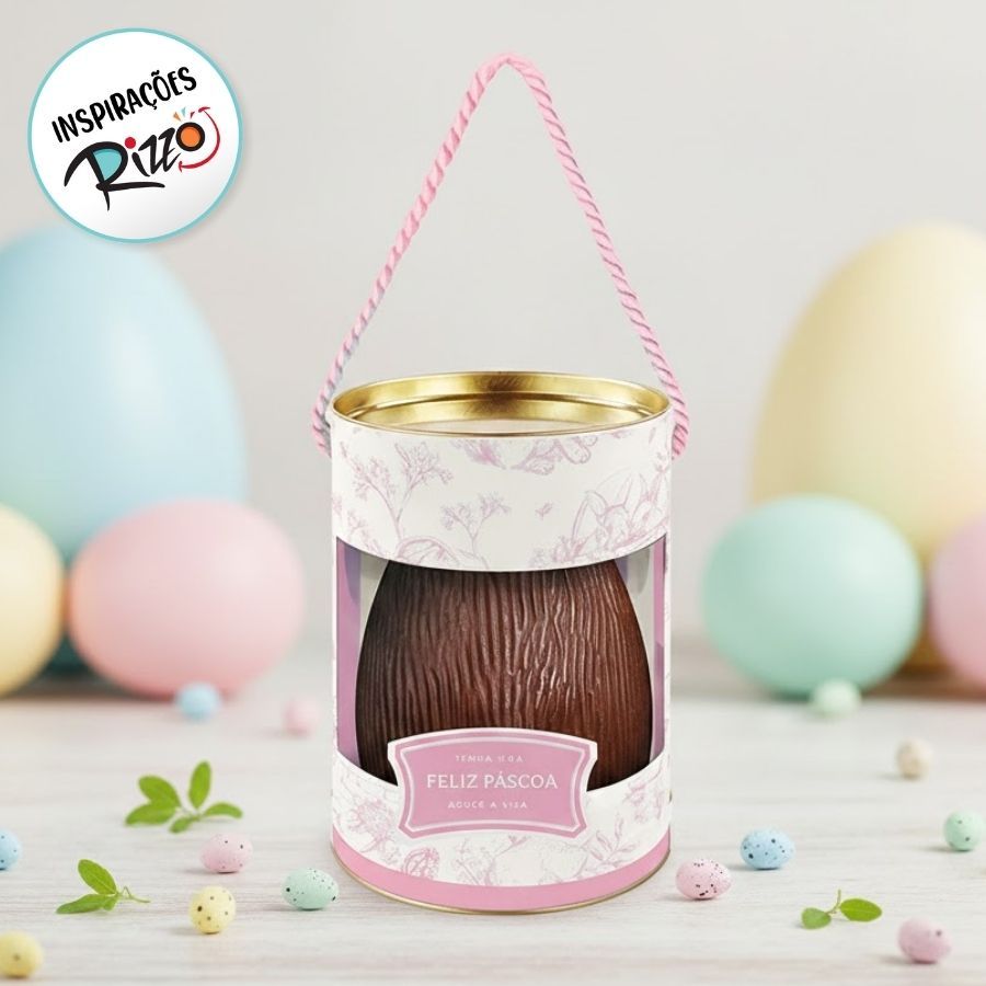 Lata Rigida com Visor e Alça para Ovos de 500g - Clássico Francês Rosa - 13x22cm - 1 unidade - Cromus - Rizzo