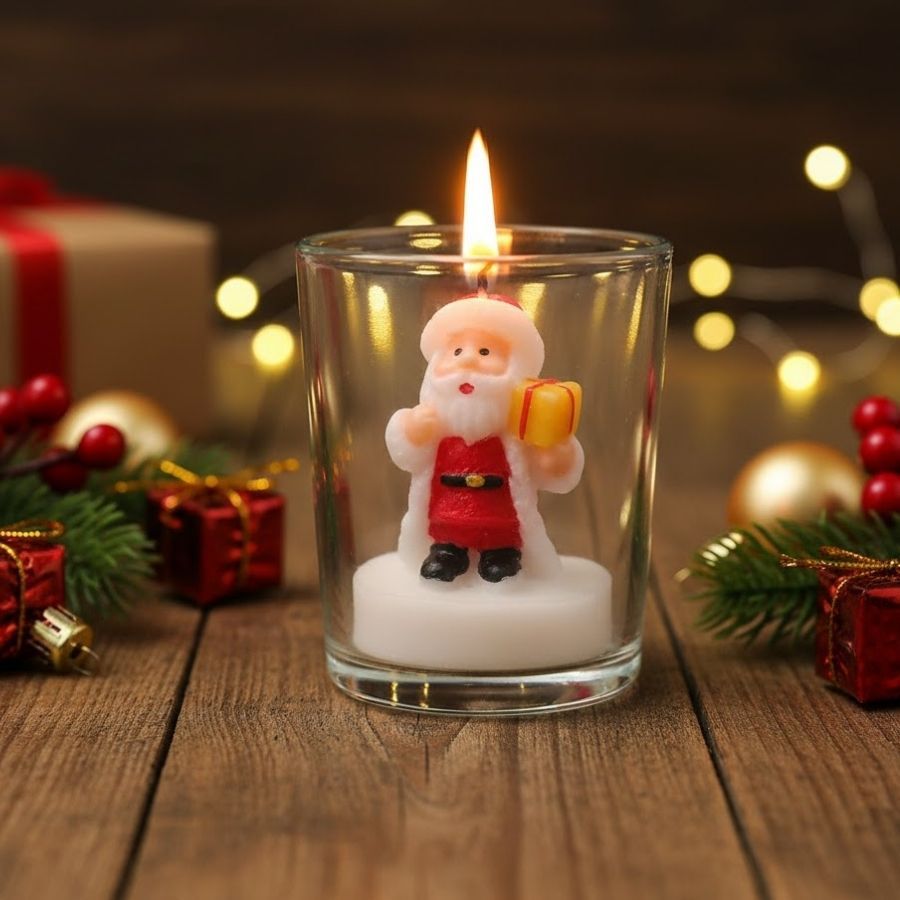 Vela Decorativa de Natal - Papai Noel Presente - 6x5cm - 1 unidade - Rizzo