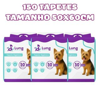 Kit 3 Tapete Higienico 50x60cm 50 Unidades Econômico p/ Cachorro Pet com Adesivo Borda Verde Gel Absorvente