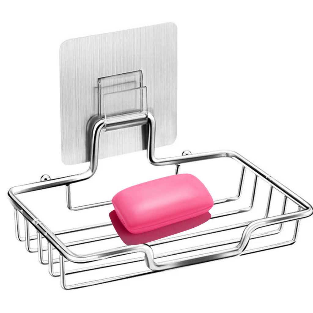 Saboneteira de Parede em  Inox Resistente Antiferrugem  Adesiva Não furar Elegante Suporte em Oferta na Shopee