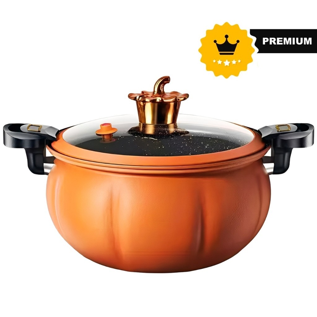 Panela Antiaderente Abóbora de Micro Pressão Caçarola Para Gás e Indução 8L em Oferta na Shopee