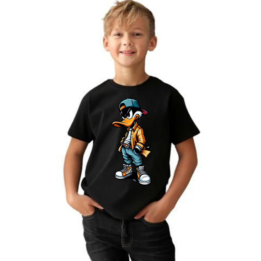 Camiseta Infantil Juvenil Streetwear Casual Patolino Estiloso Para Crianças
