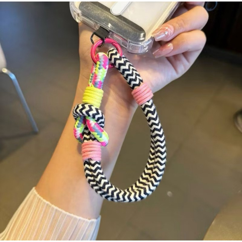 Alça De Telefone Dopamina Contraste Cor Curta Capa De Celular Pingente Corrente Com Cartão Colorido Mochila Cordão Decor