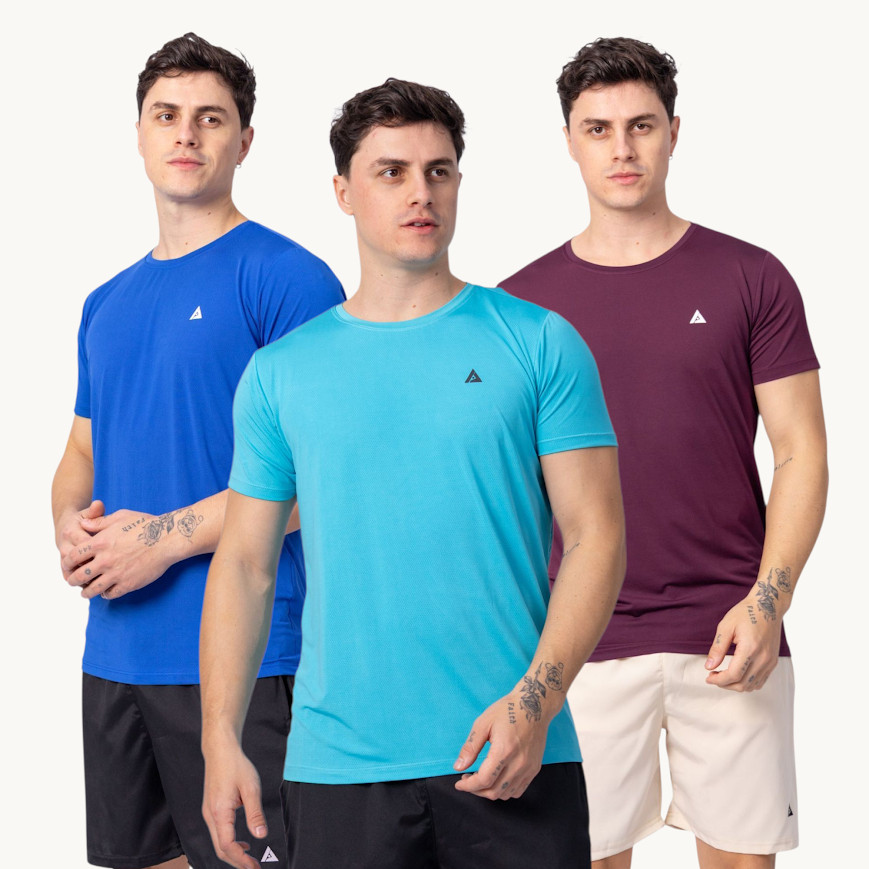 Kit 3 Camisetas Masculina Lisas Dry Fit Manga Curta Academia Camisa Malhar Dia A Dia Premium 7D7