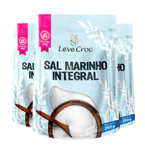 Kit 3 Sal Marinho Integral Leve Croc Natural Sem Iodo 250g