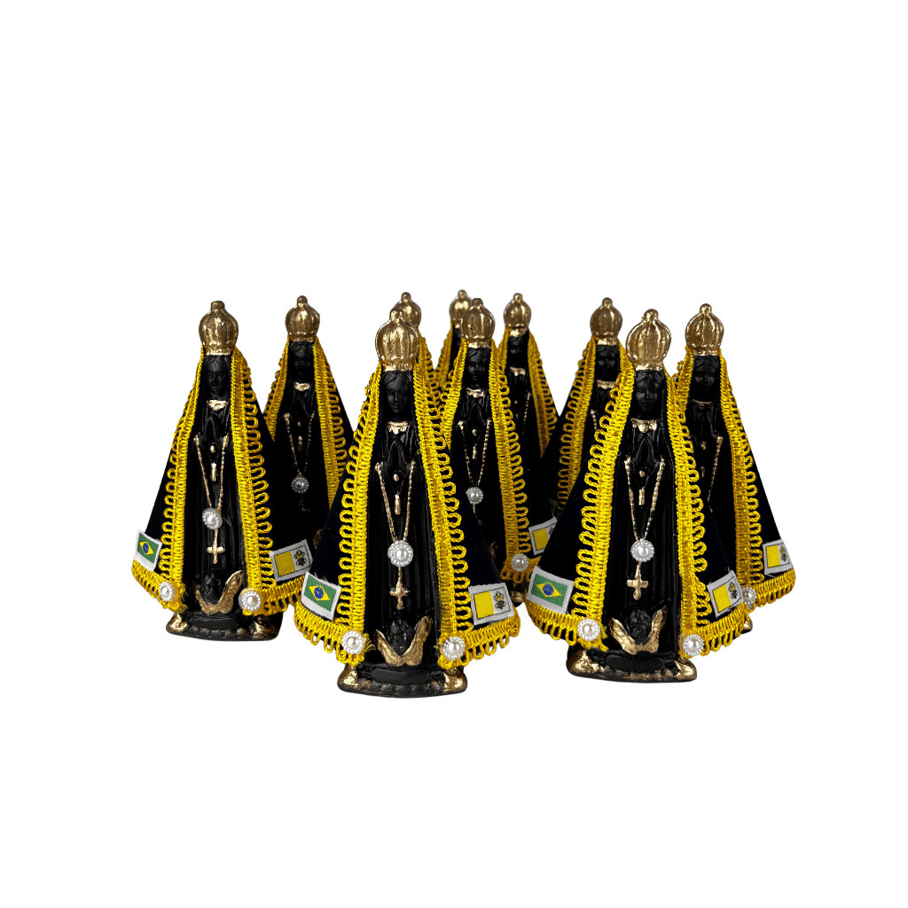 Kit 10 imagens de Nossa Senhora Aparecida Resina e Gesso15cm com MANTO de veludo azul marinho.