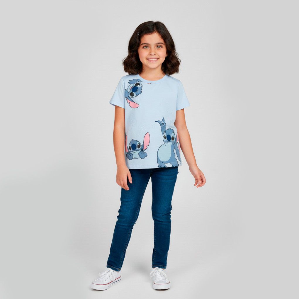 Blusa Infantil Menina Brandili Stitch algodão