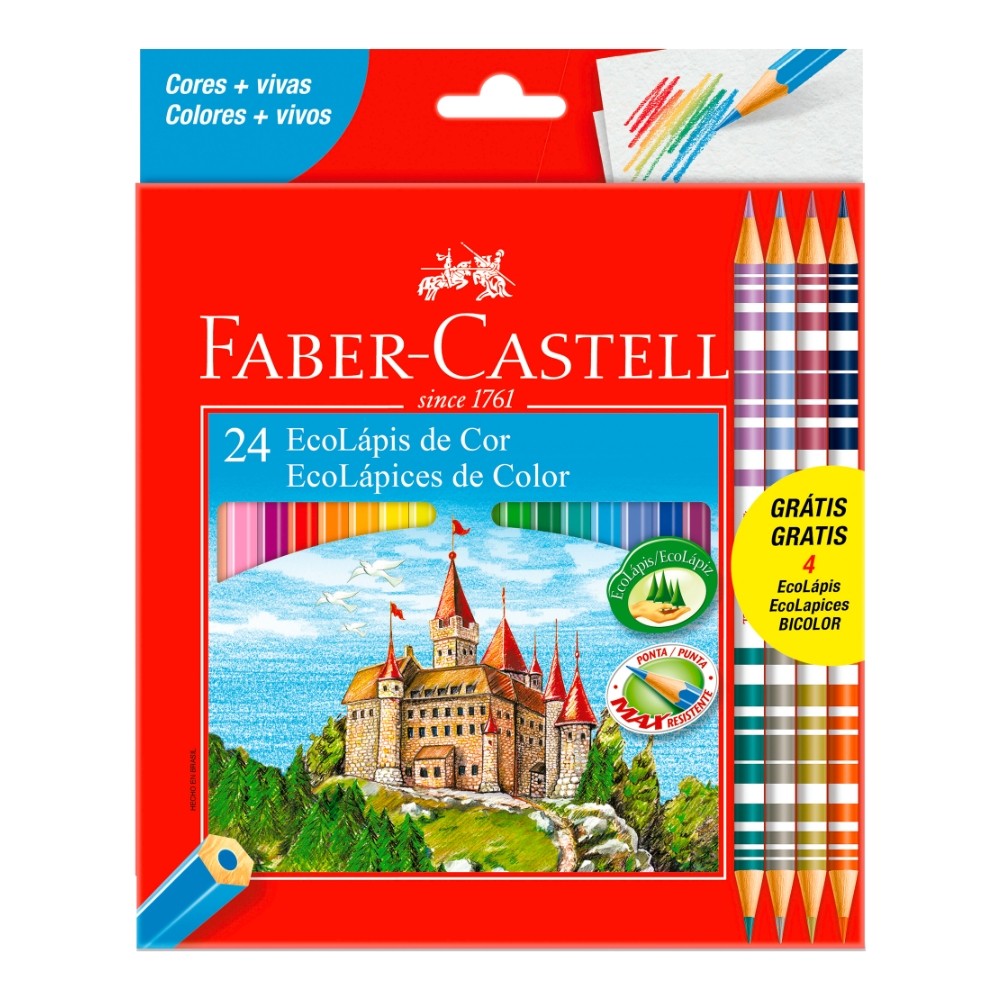 Lápis de Cor Faber-Castell Com 20 Cores + 4 Bicolores 120124/4B