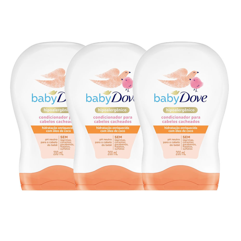 Kit 3 Condicionador Dove Baby Hidratação Enriquecida Cabelos Cacheados com 200ml em Oferta na Shopee