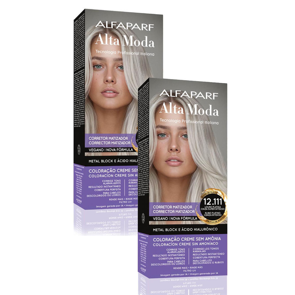 Kit 2 Corretor Matizador Creme Altamoda Alfaparf Louro Platina Cinza Super Intenso 12.111 Kit em Oferta na Shopee