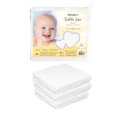 Fralda Pinte E Borde Branca 100% Algodão 70x70 Kit Com 15 Unidades