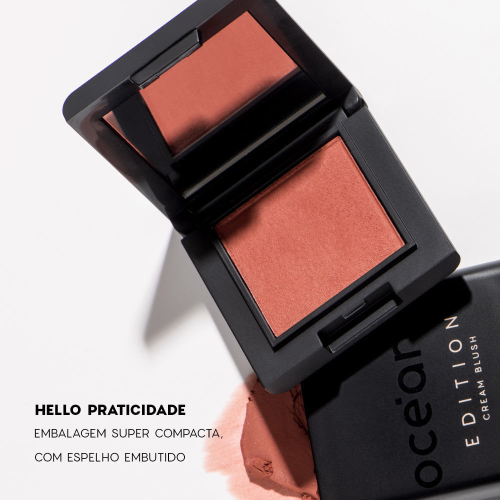 Detalhes do Kit Lápis Labial Rosa + Mini Batom Nude +  Mini Blush Cremoso Caramelo Océane Edition (3 Produtos)