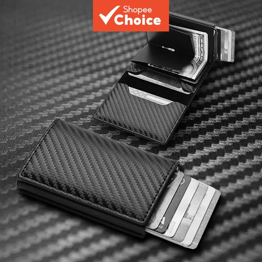 Carteira RFID De Fibra De Carbono-Porta-Cartões Pop-Up Automático Com Proteção Antirroubo ​