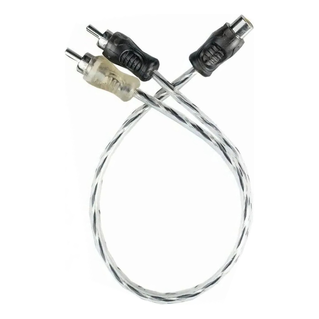 Cabo RCA Y Preto Stereo Blindado Som Automotivo Adaptador Amplificador 2 Macho/1 Fêmea Fio 4mm