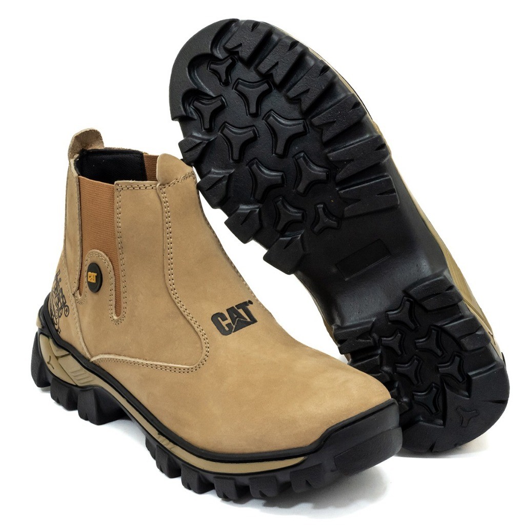 Botinas CAT Couro Nobuck confortavel e duravel em Oferta na Shopee