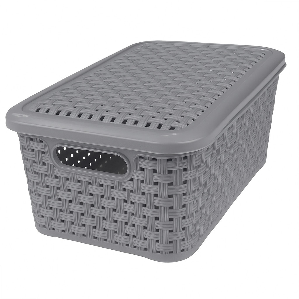Cesto Rattan 27L Lig Brin Plástico Organizer Multiuso Organização Roupas Brinquedos Utilidades