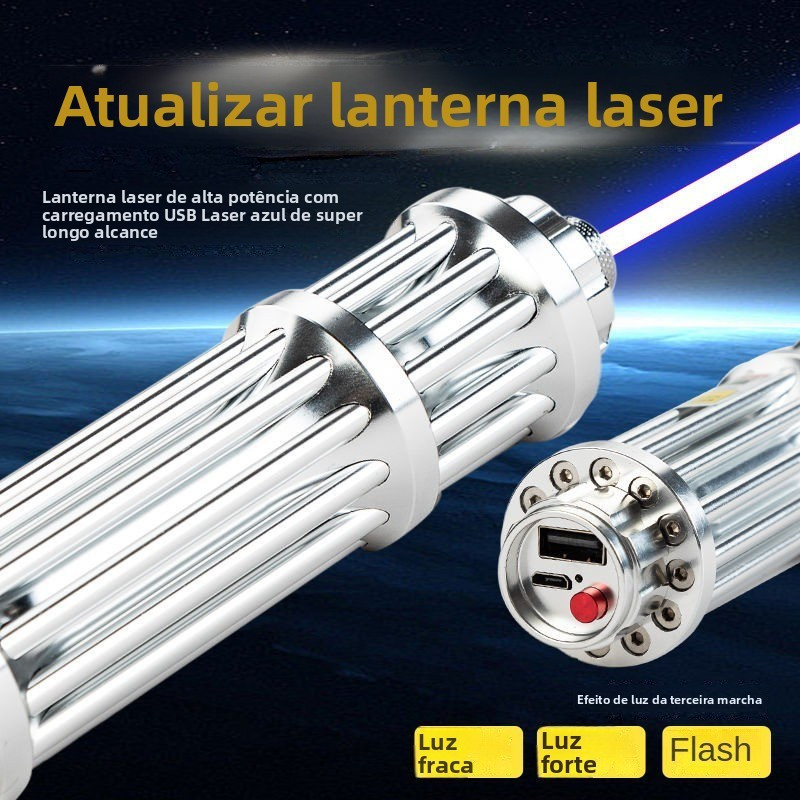 Ponteiro Laser Superpoderoso 5W | Gama Extrema Com Luz Azul Ou Verde USB Recarregável