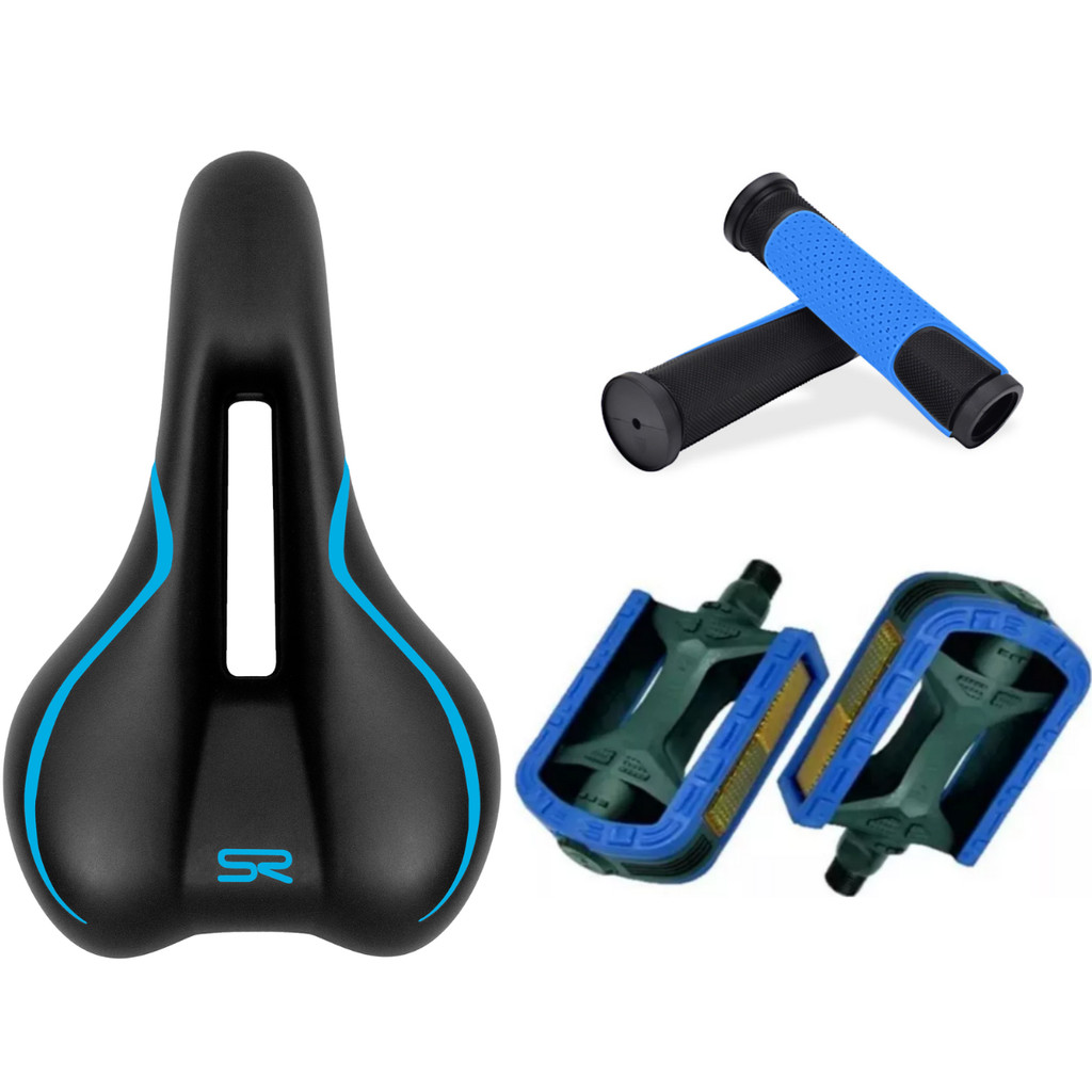 Kit Selim Holy RVS Impermeável + Pedal Rosca Fina + Manopla Aro 24 ao 29