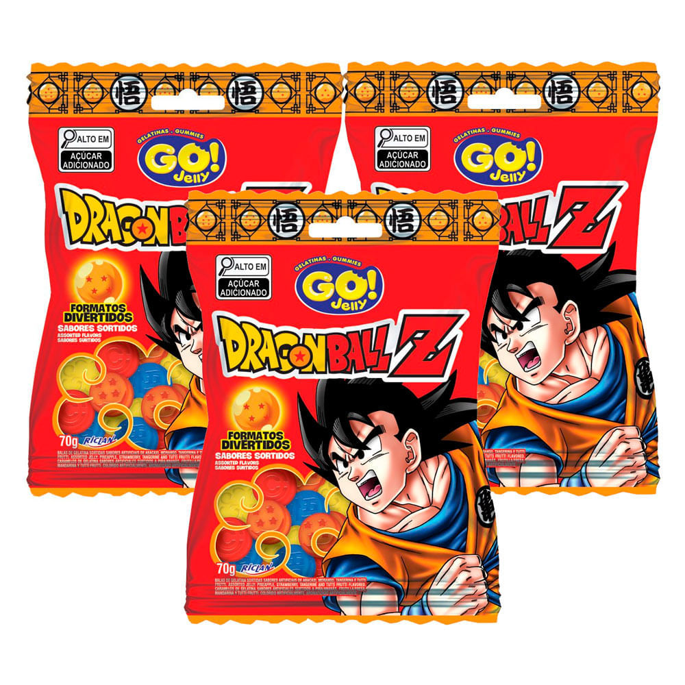 Kit 3 Bala Go! Jelly Dragon Ball Z Sabores Sortido 70g